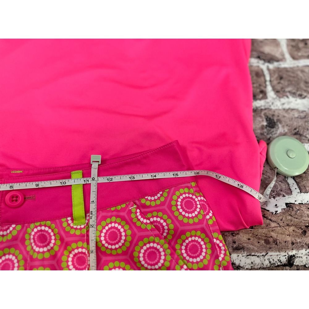Birdies and Bows Womens Pink Lime Green Ruffle Golf Polo and Shorts Set Small - Picture 7 of 16